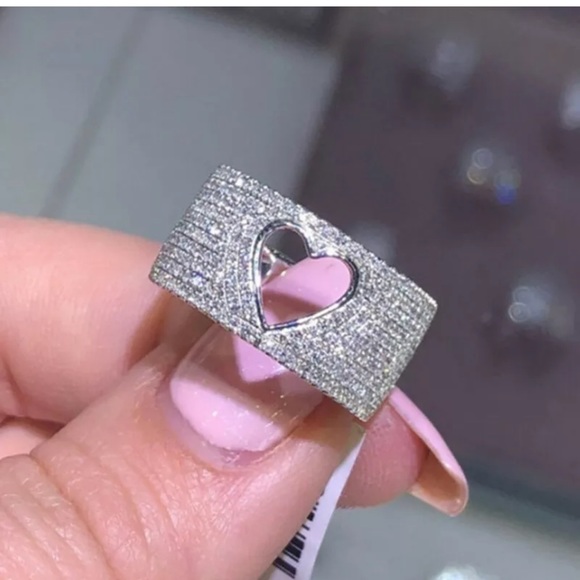 Heart 925Silver Ring White Sapphire Sterlingsilver - Picture 3 of 5